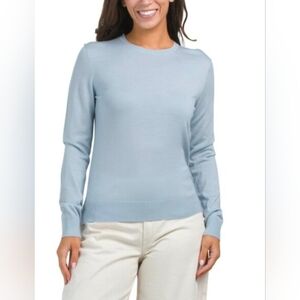 NWOT THEORY Pale Blue Wool Crew Neck Pull On Sweater Sz S